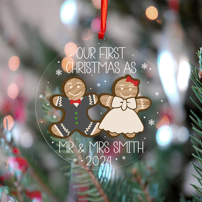 Custom Wedding Gingerbread Wood and Acrylic Ornament