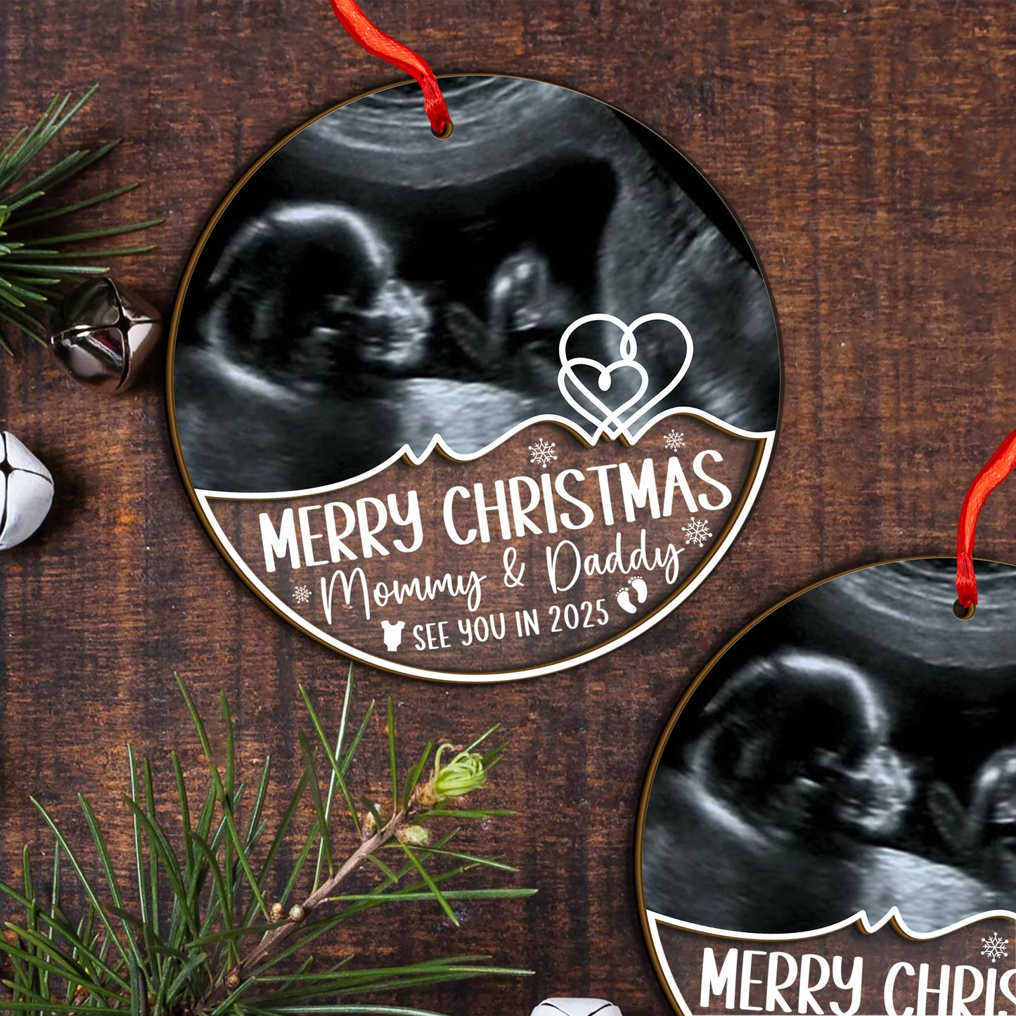 Custom Ultrasound Photo Baby Wood and Acrylic Ornament