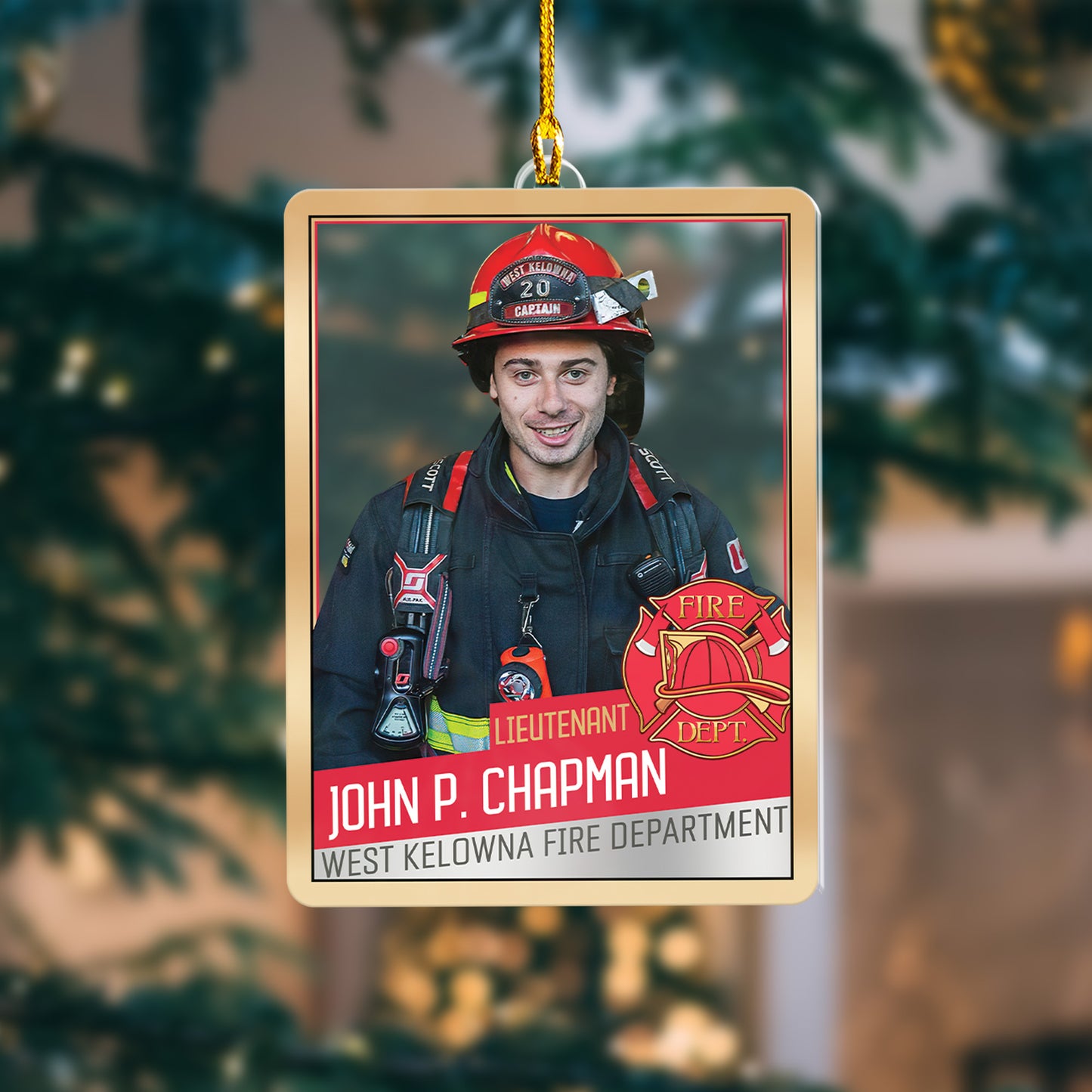 Custom Photo Firefighter Card Acrylic Ornament