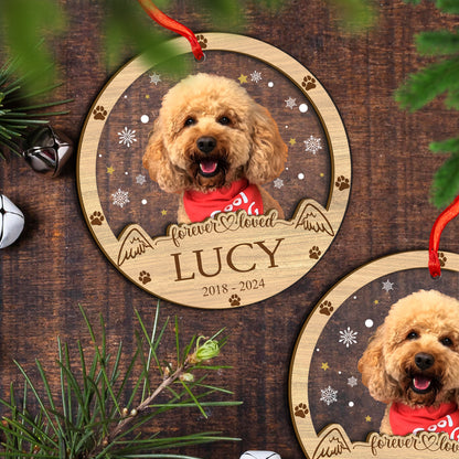 Custom Photo Memorial Dog Wood and Acrylic Ornament