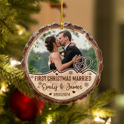 Custom Wedding Photo Wood Ornament