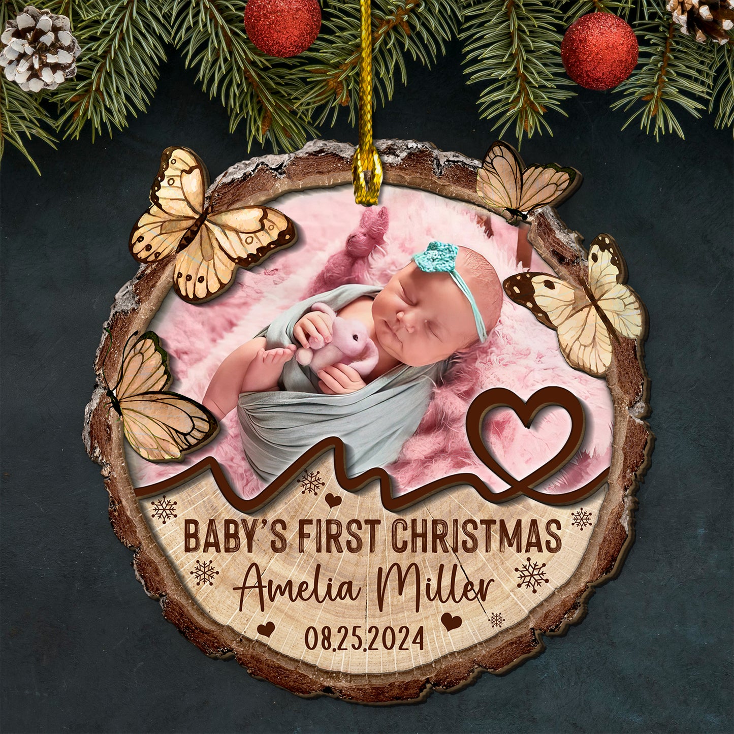 Custom Baby Photo 2-Layer Wood Ornament