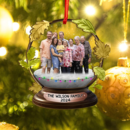 Custom Family Photo Snowball Wood and Acrylic Ornament