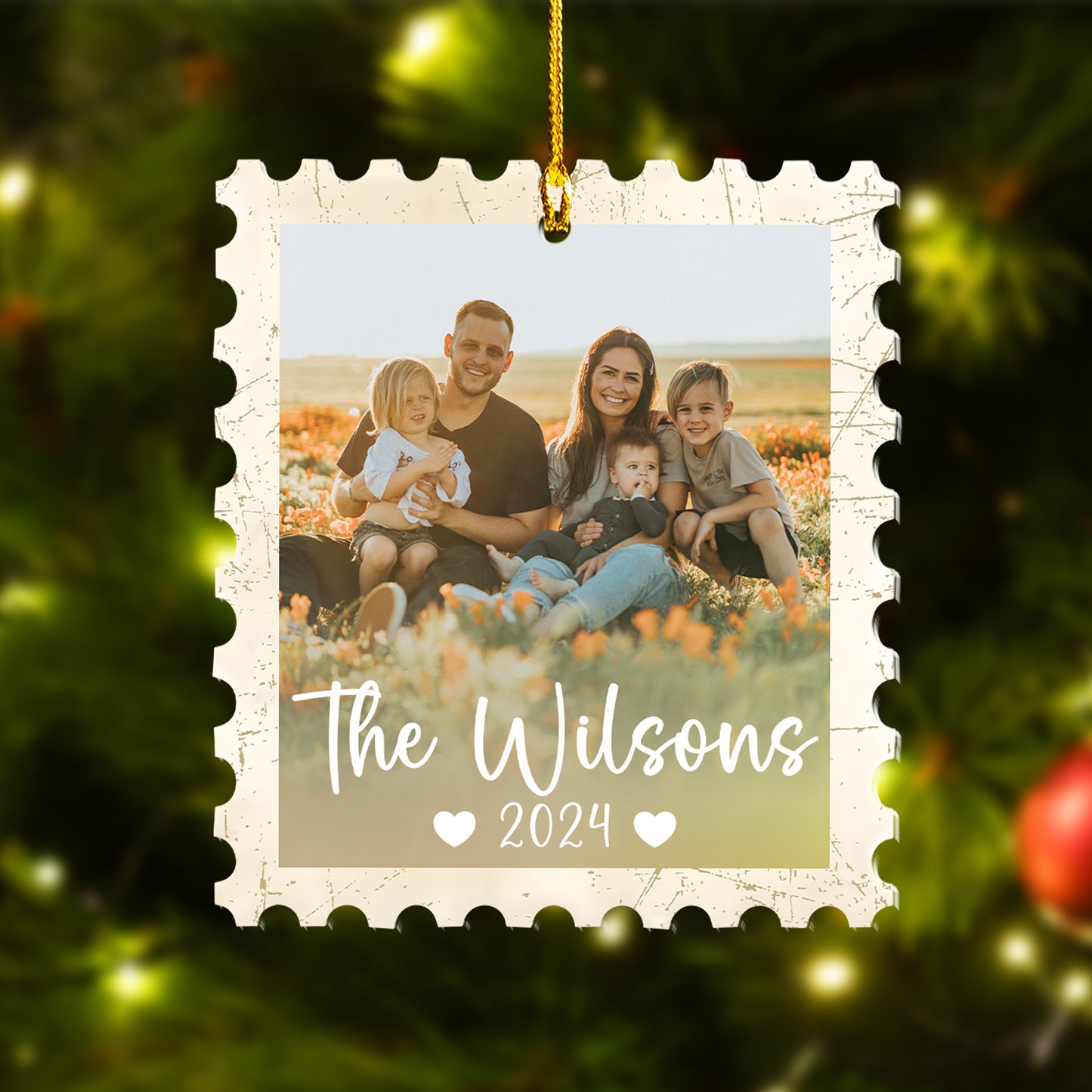 Custom Stamp Teacher Family Photo Ornament