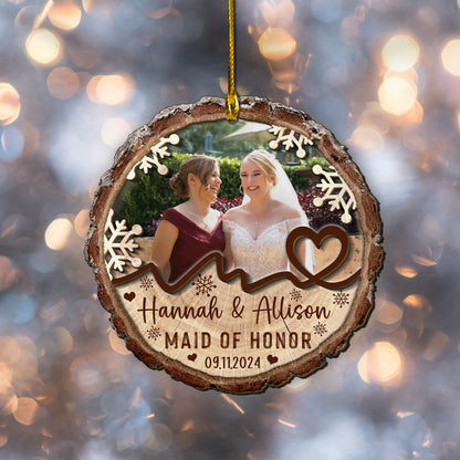 Custom Bridesmaids Photo 2-Layer Wood Ornament