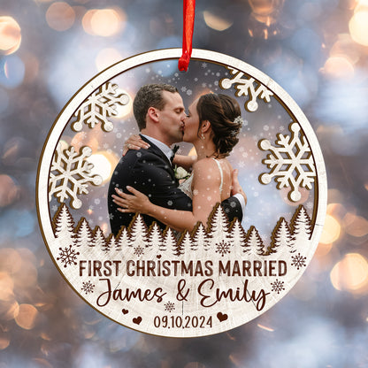 Custom Wedding Photo Wood and Acrylic Ornament