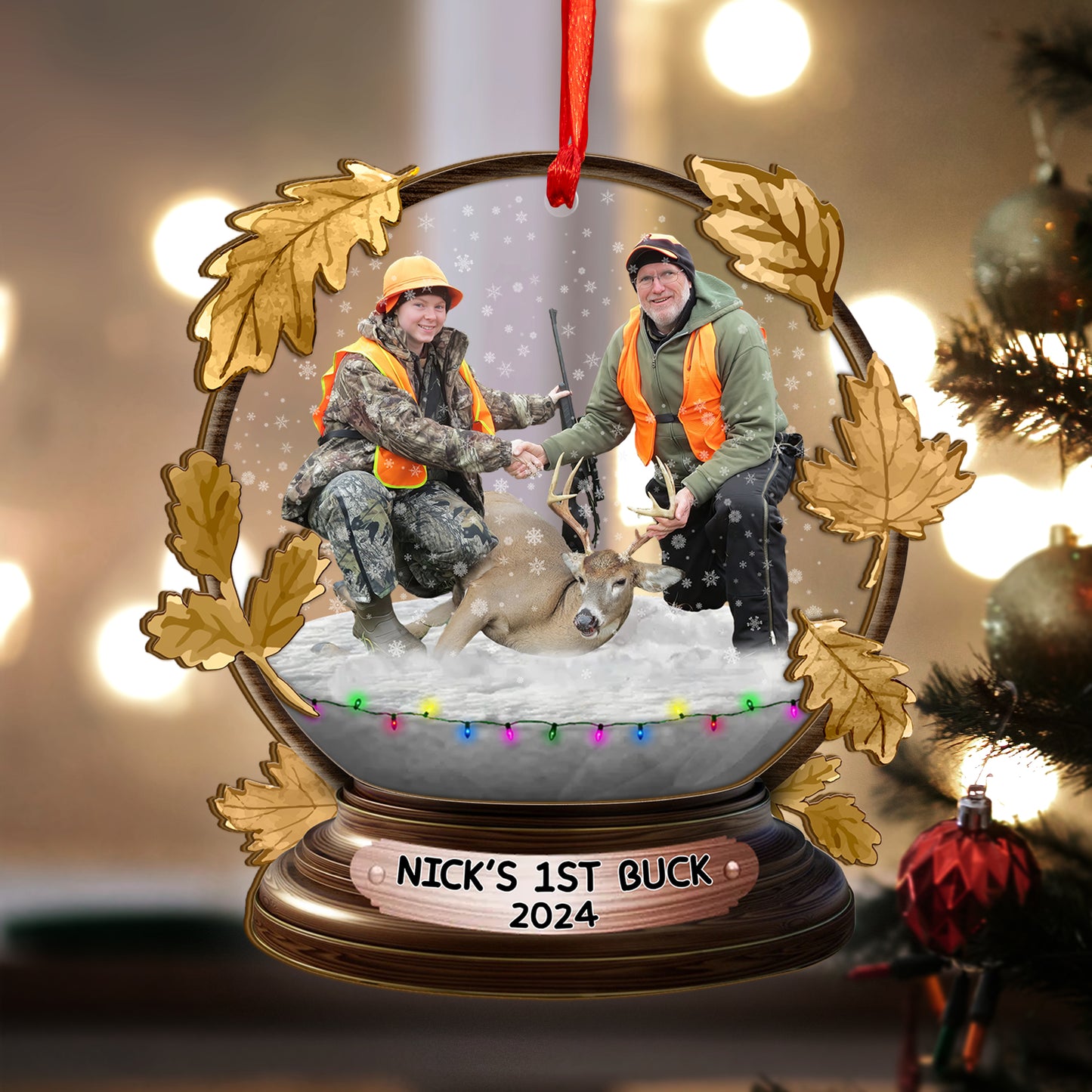 Custom Hunting Photo Wood and Acrylic Ornament