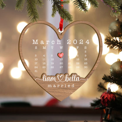 Custom Wedding Date Wood and Acrylic Ornament