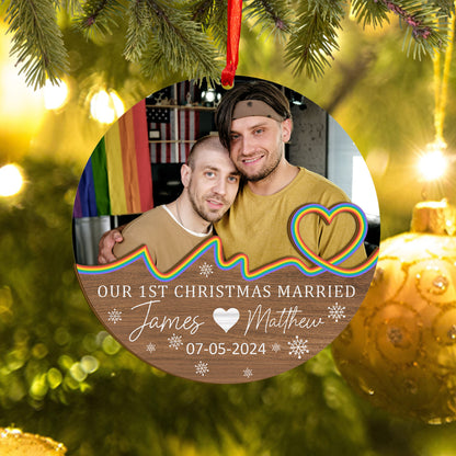 Custom LGBTQ Photo Wood and Acrylic Ornament