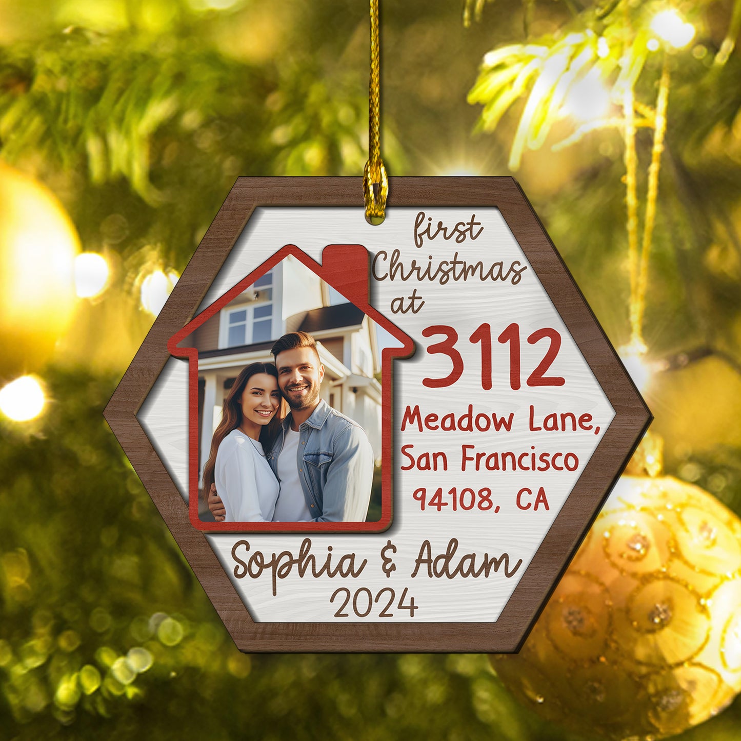 Custom New Home Photo 2-Layer Wood Ornament