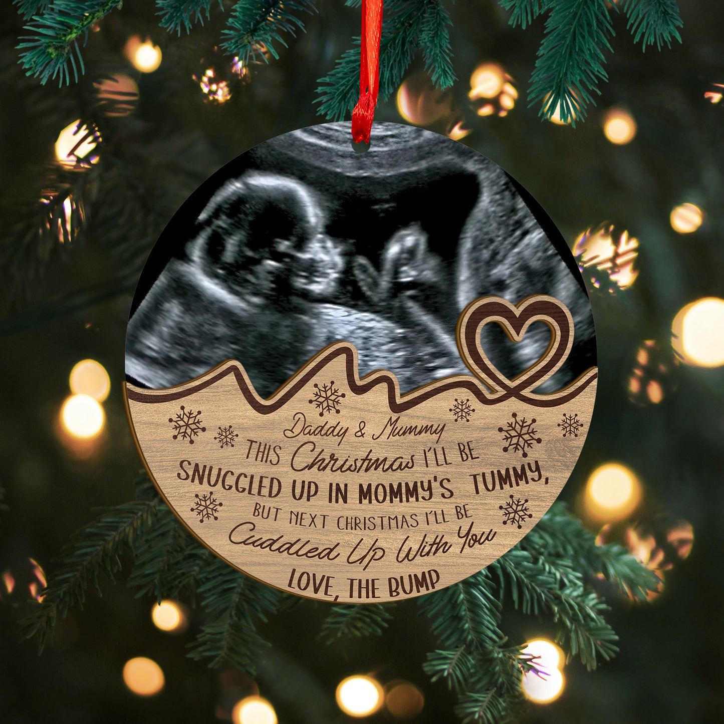 Custom Baby Ultrasound Photo Wood and Acrylic Ornament