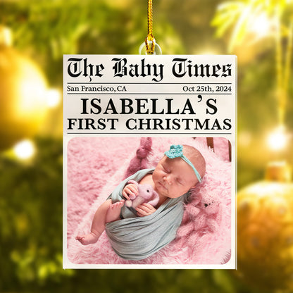 Custom Baby Photo Newspaper Ornament