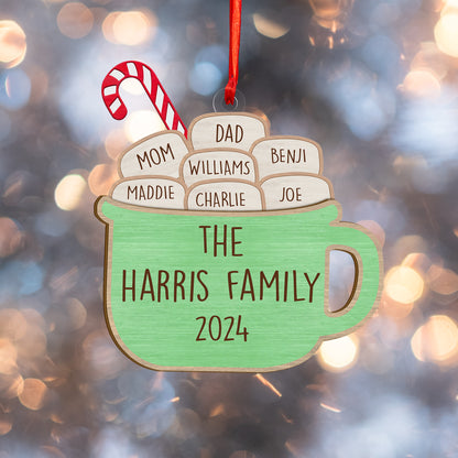 Custom Family Names Wood and Acrylic Ornament