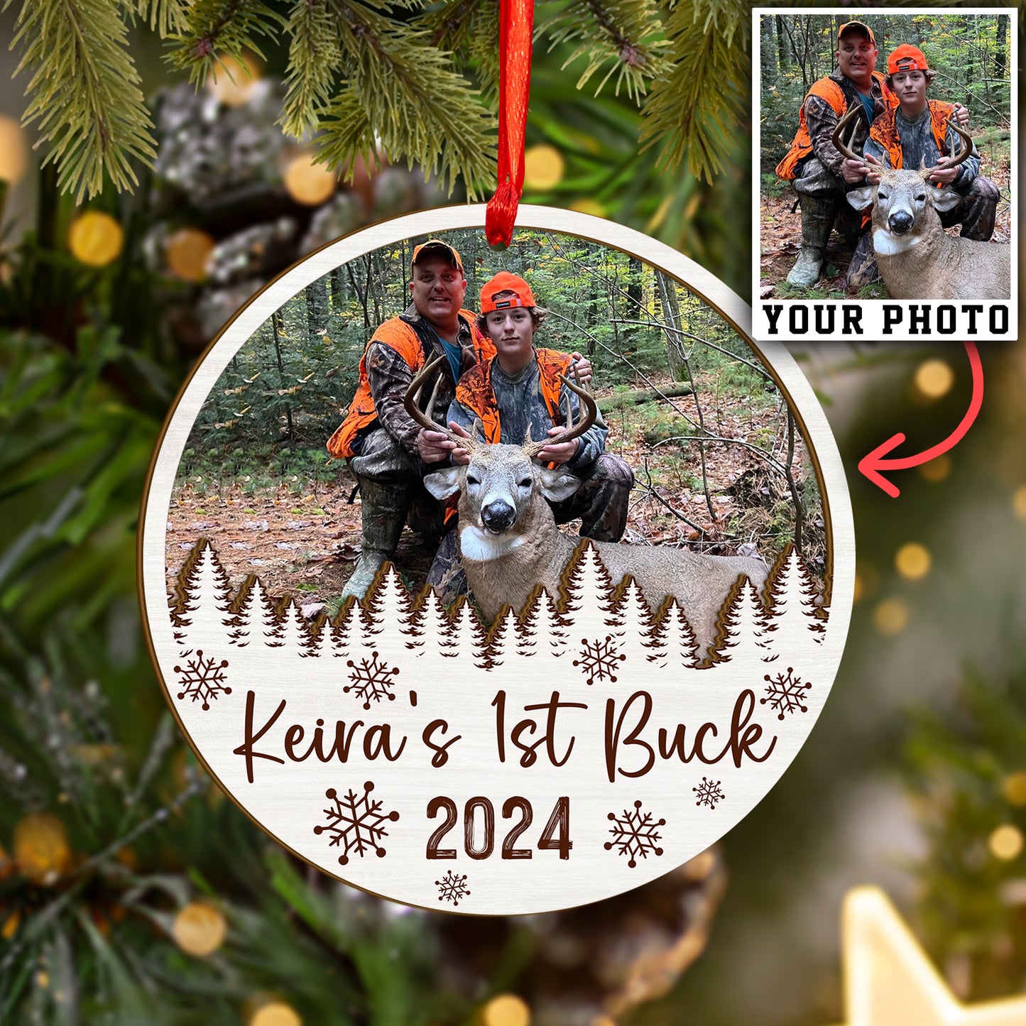 Custom Hunting Photo Wood and Acrylic Ornament