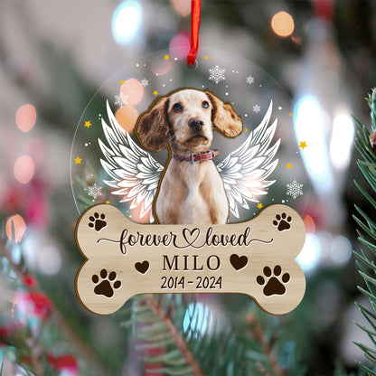 Custom Photo Memorial Dog Wood and Acrylic Ornament