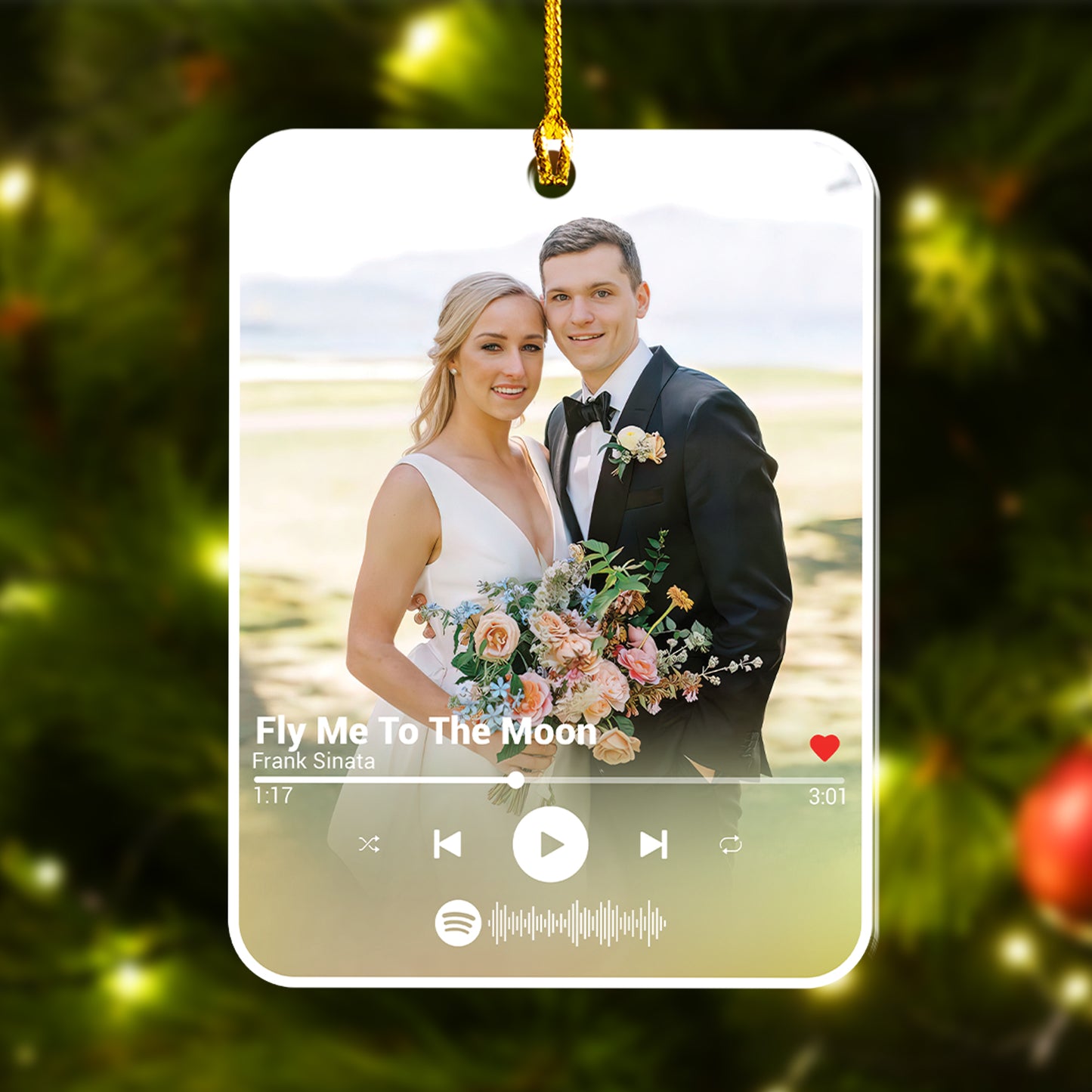 Custom Photo Music Player Couple Ornament