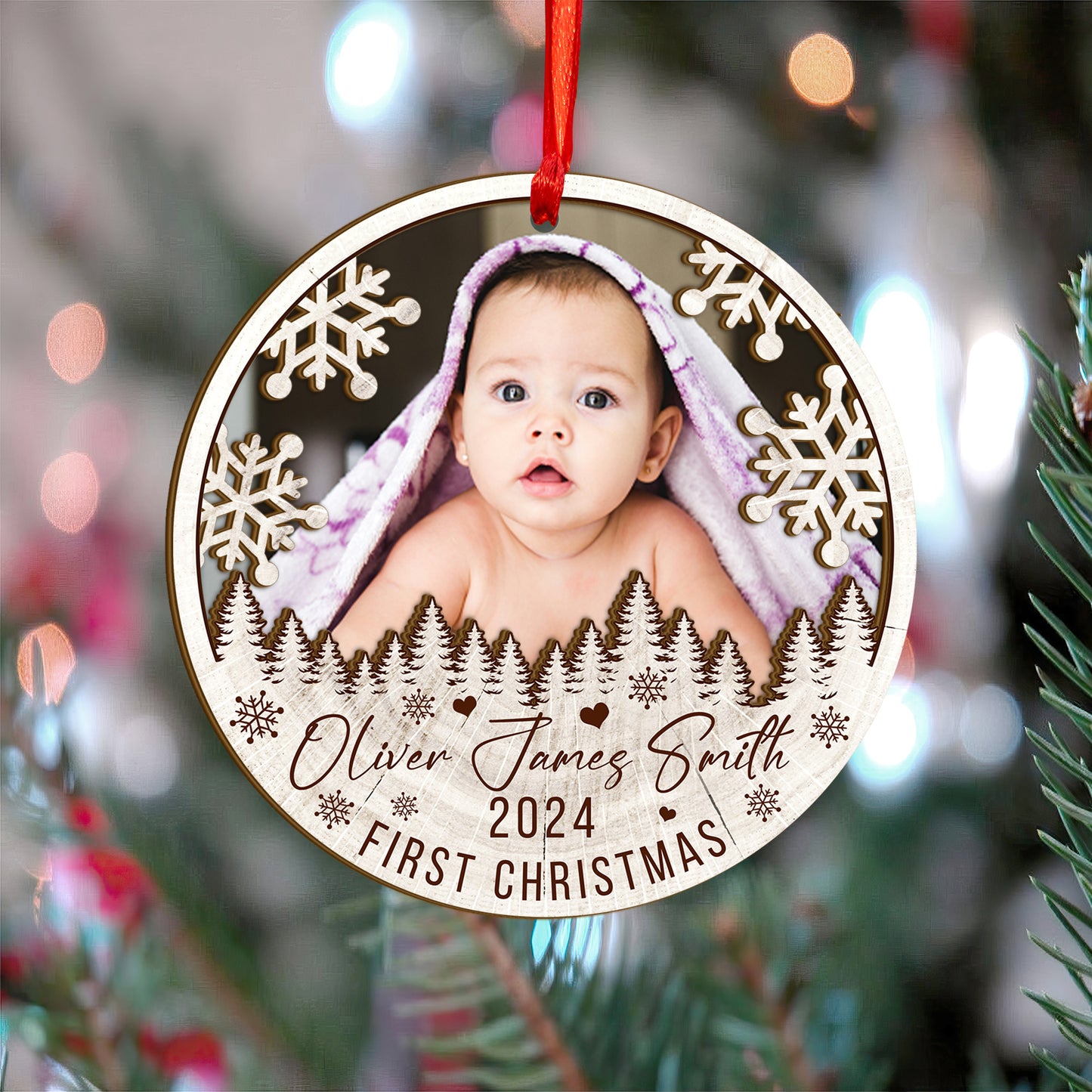 Custom Baby Photo Wood and Acrylic Ornament