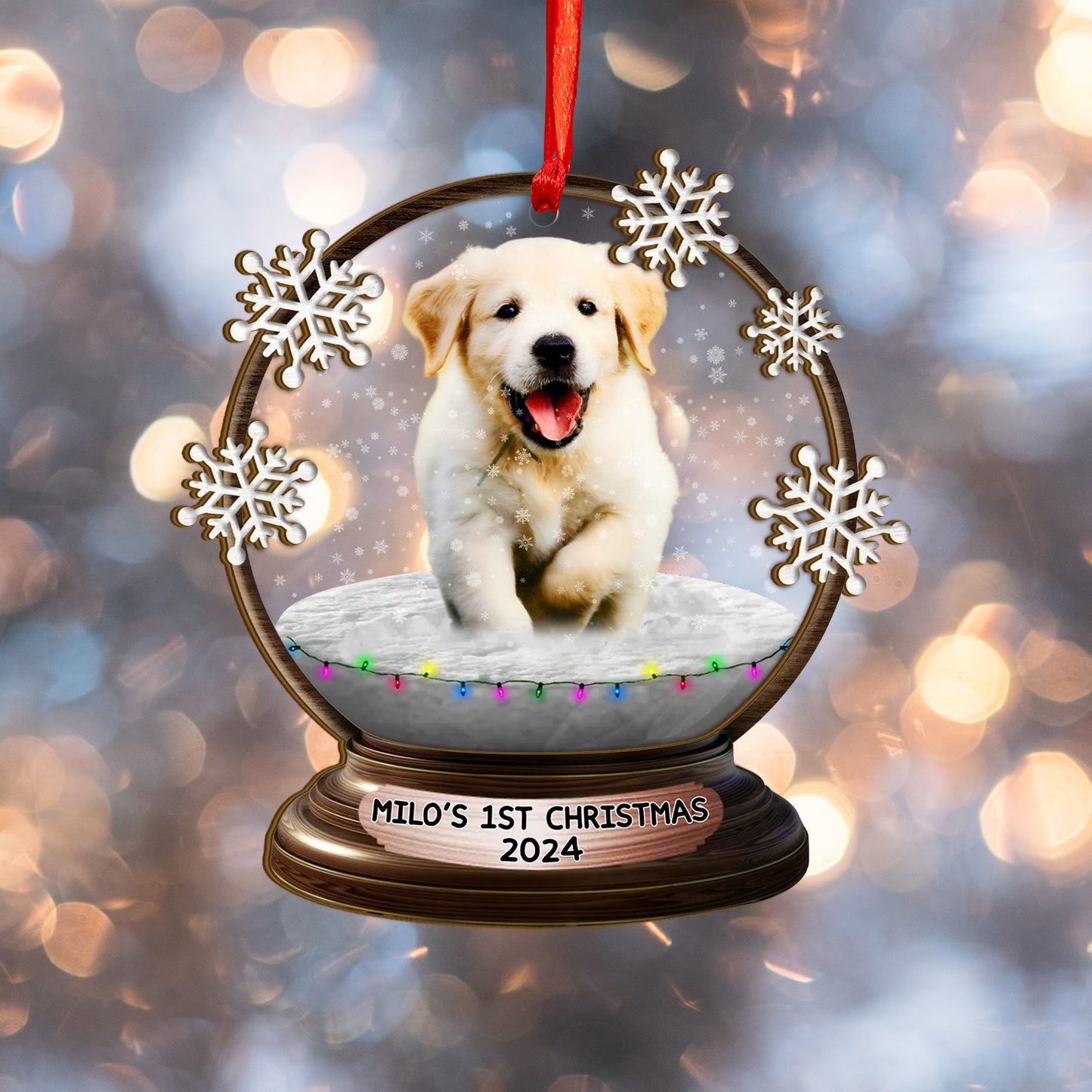 Custom Memorial Dog Photo Wood and Acrylic Ornament