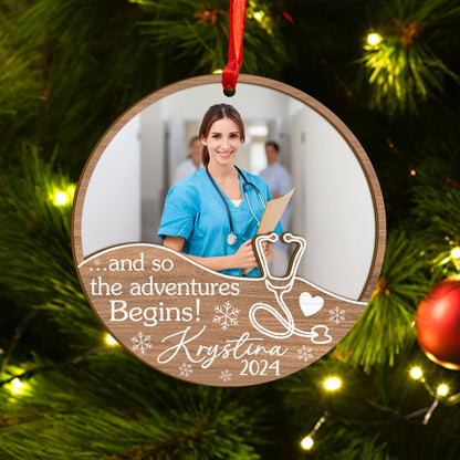 Custom Nurse Photo Wood and Acrylic Ornament