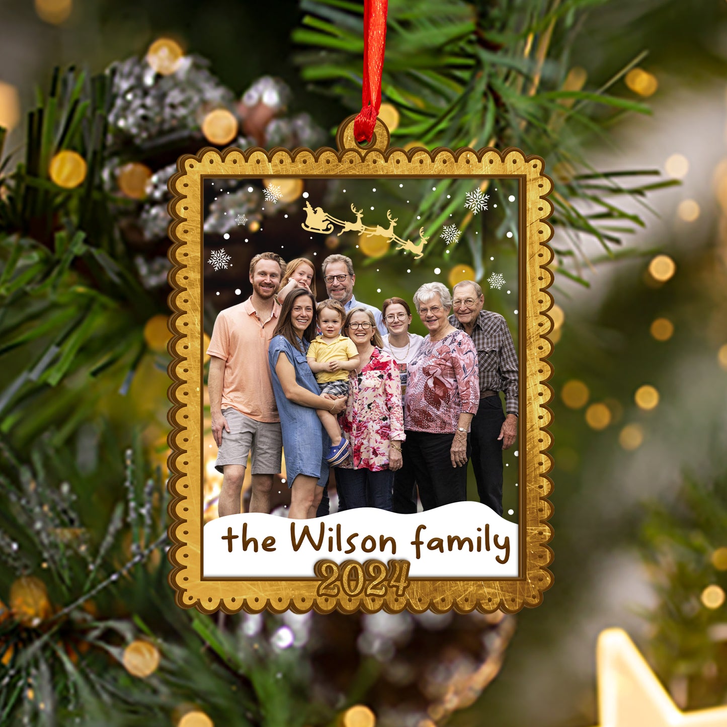 Custom Family Photo Wood and Acrylic Ornament