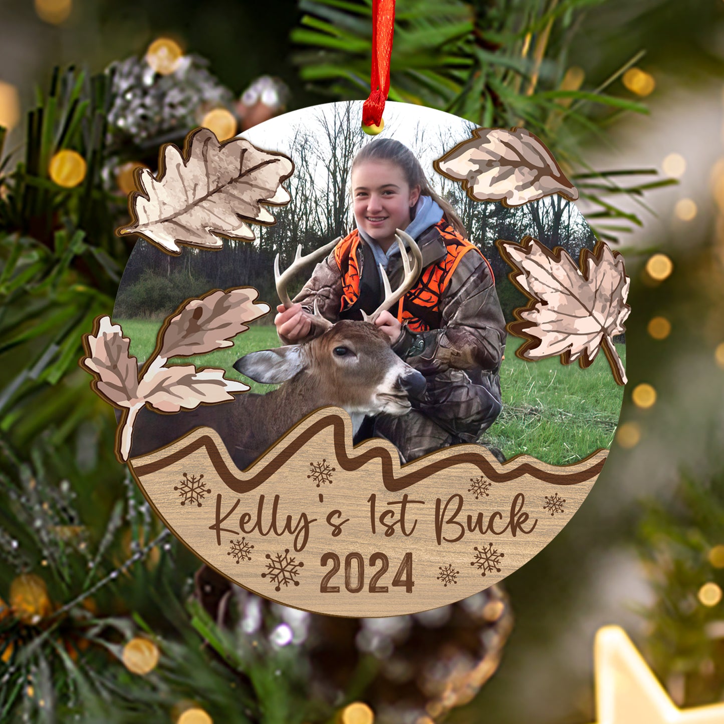 Custom Hunting Photo Wood and Acrylic Ornament