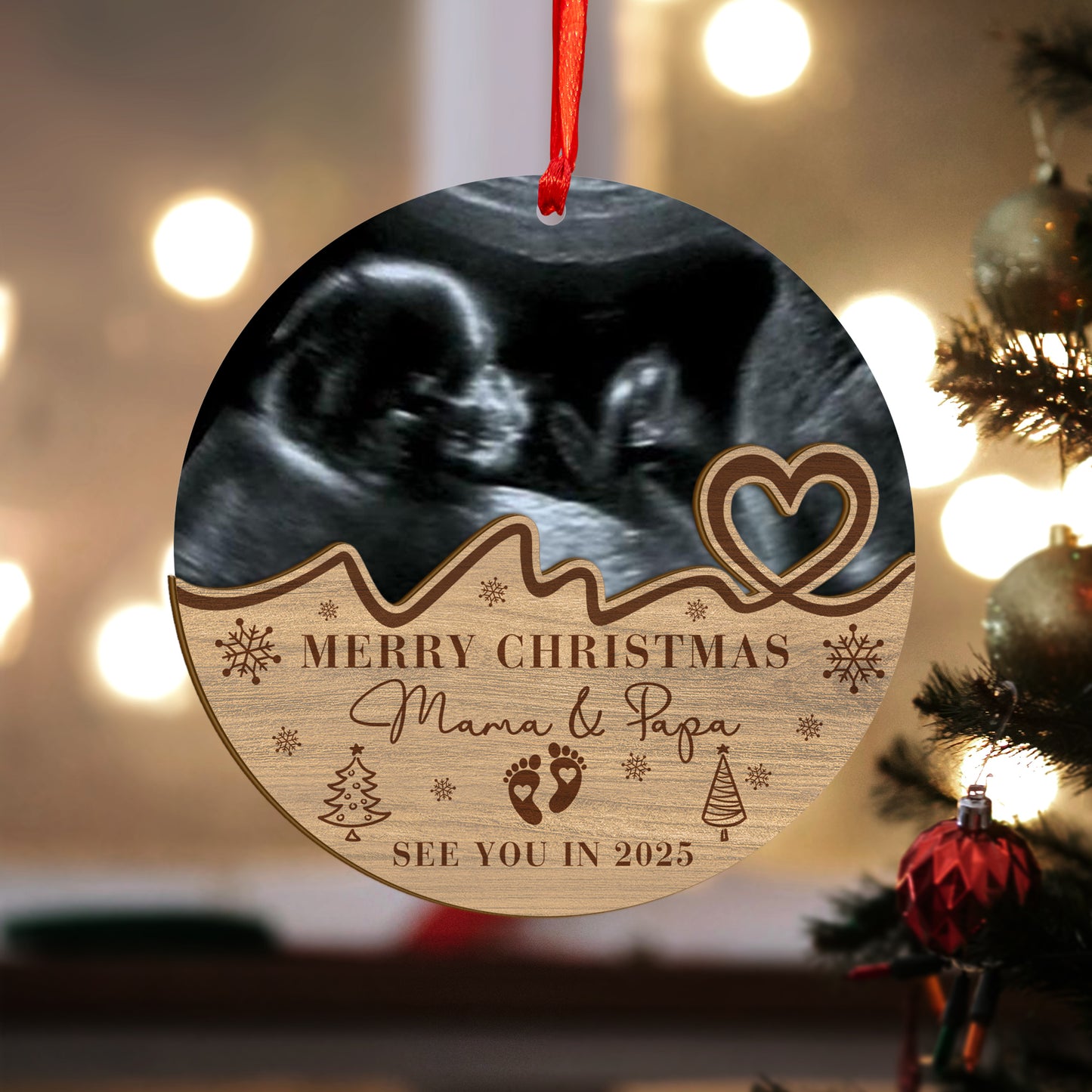 Custom Ultrasound Photo Baby Wood and Acrylic Ornament