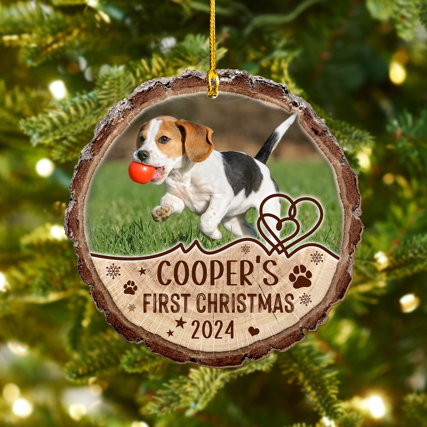 Custom Dog Photo Wood Ornament