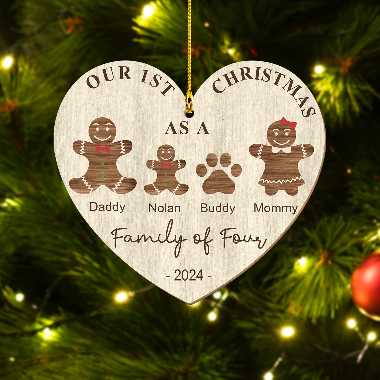 Custom Gingerbread Family Wood Ornament