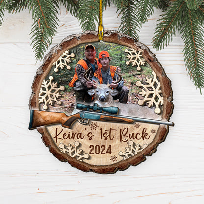 Custom Hunting Photo 2-Layer Wood Slice Ornament