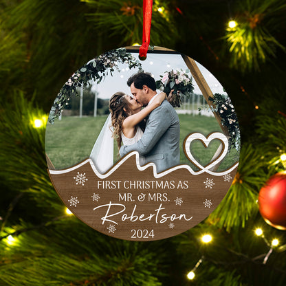 Custom Photo Wedding Wood and Acrylic Ornament