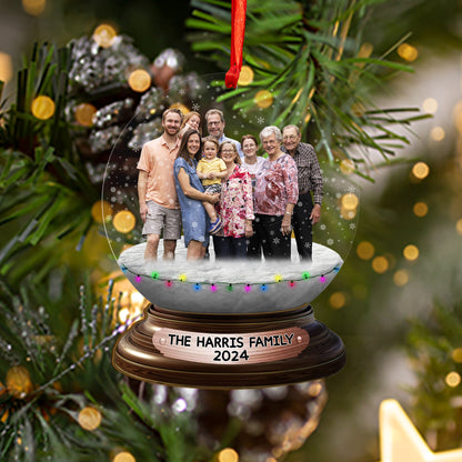 Custom Photo Family Snowball Wood and Acrylic Ornament