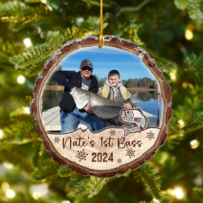 Custom Fishing Photo Wood Slice Ornament