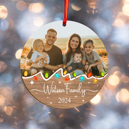 Custom Photo Family Wood and Acrylic Ornament