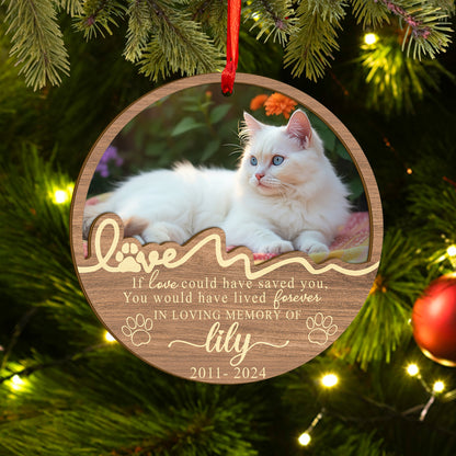 Custom Memorial Cat Wood and Acrylic Ornament