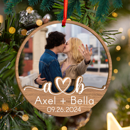 Custom Photo Couple Wood and Acrylic Ornament