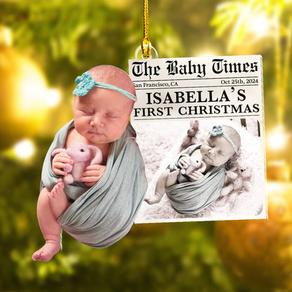 Custom Baby Photo Newspaper Ornament