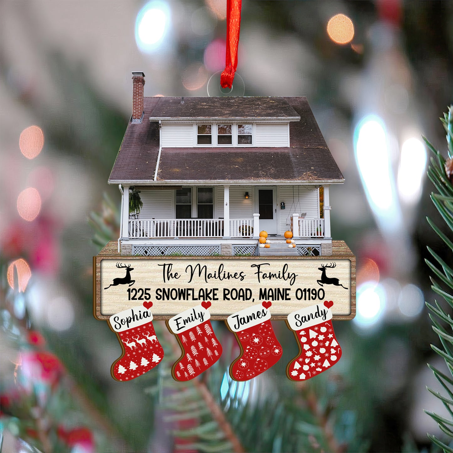 Custom New Home Family Names Wood and Acrylic Ornament