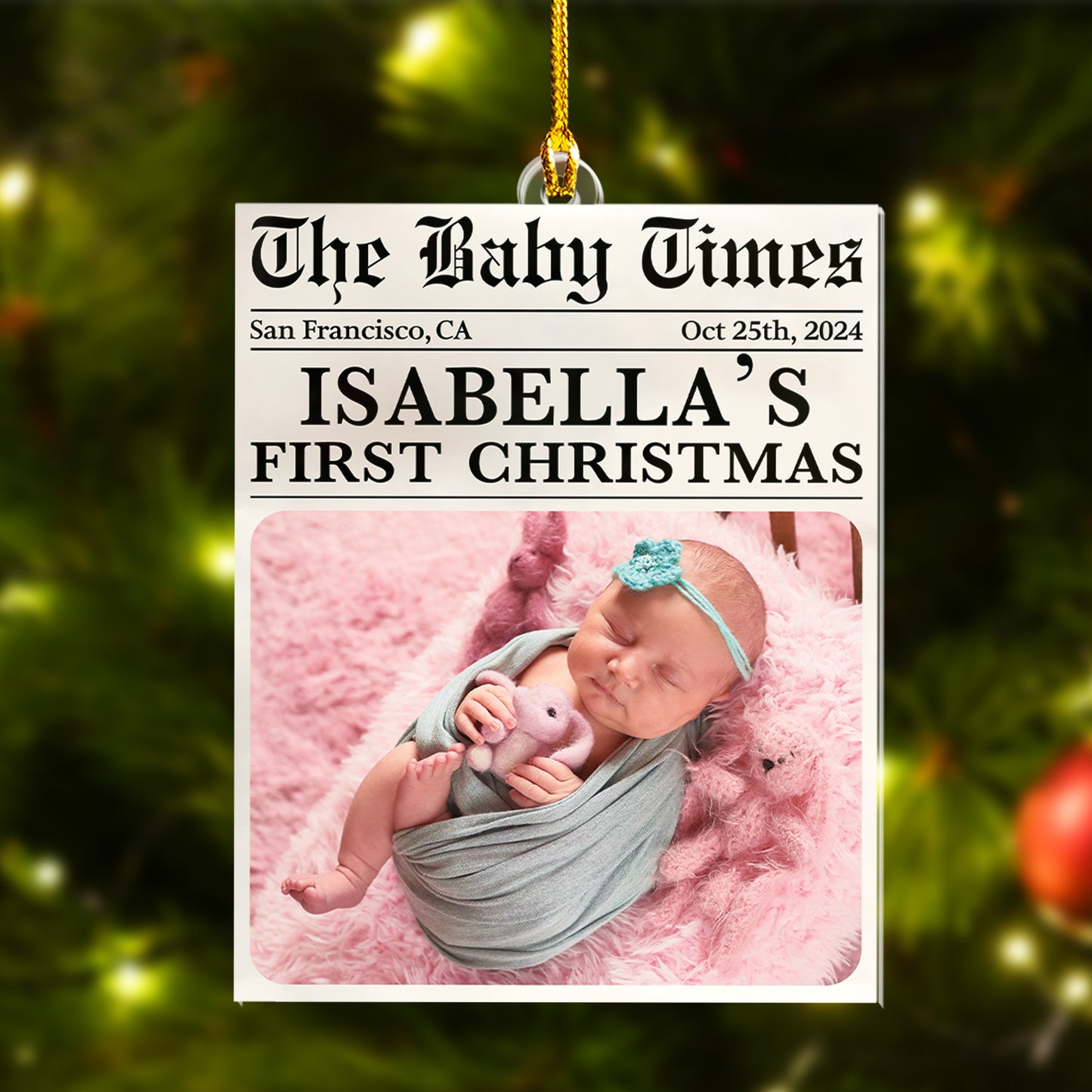 Custom Baby Photo Newspaper Ornament