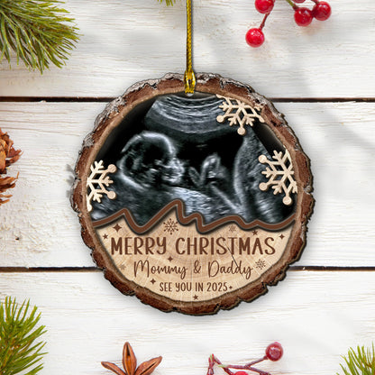 Custom Baby Ultrasound Photo 2-Layer Wood Ornament