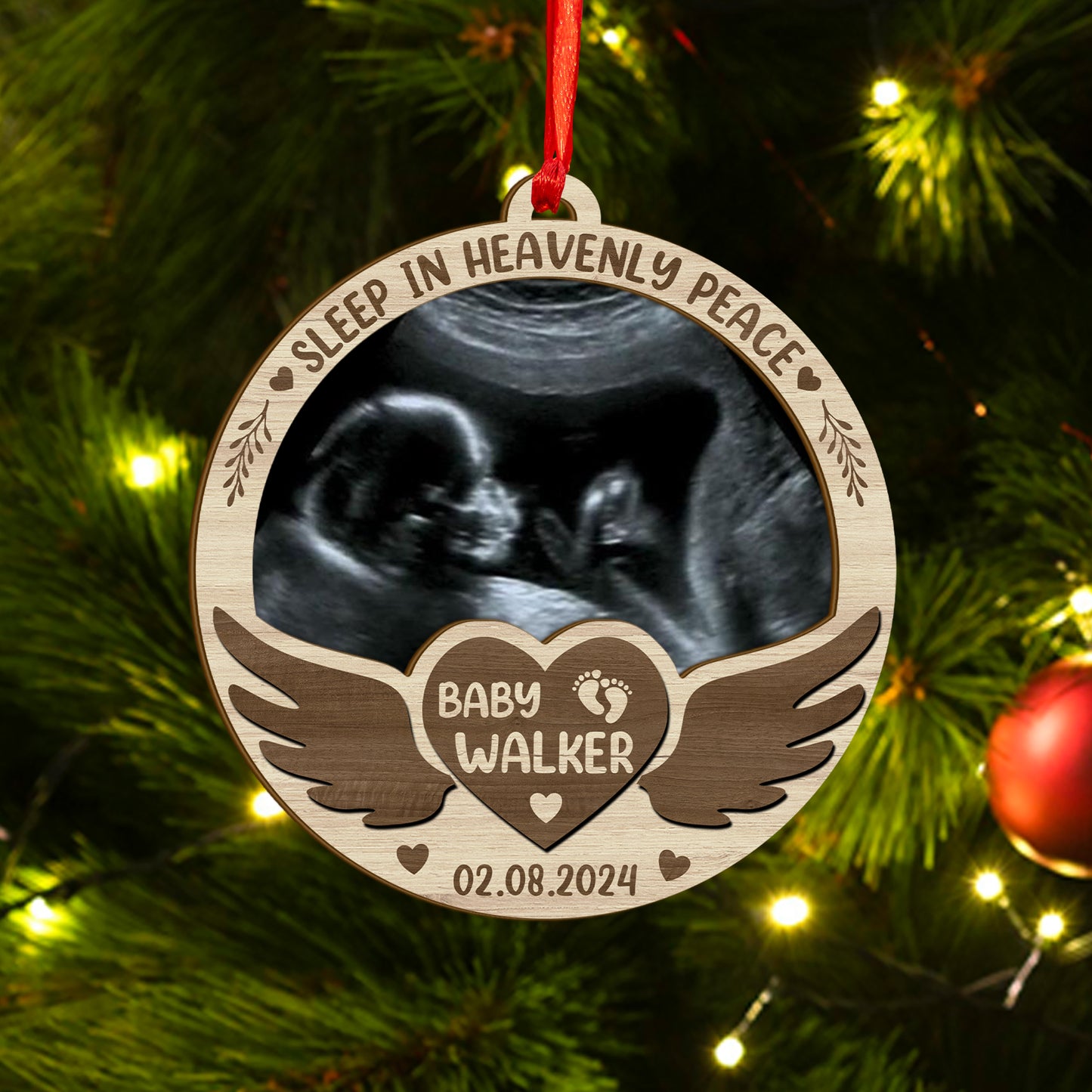 Custom Ultrasound Photo Wood and Acrylic Ornament