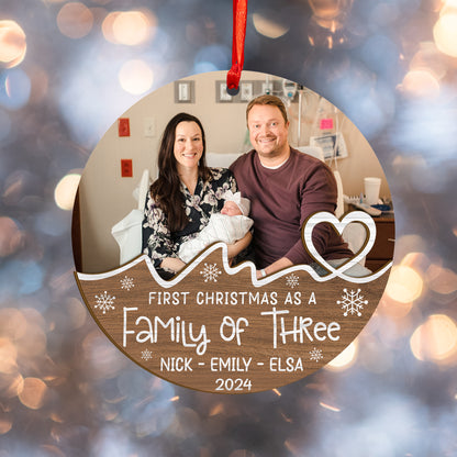 Custom Family Photo Wood and Acrylic Ornament