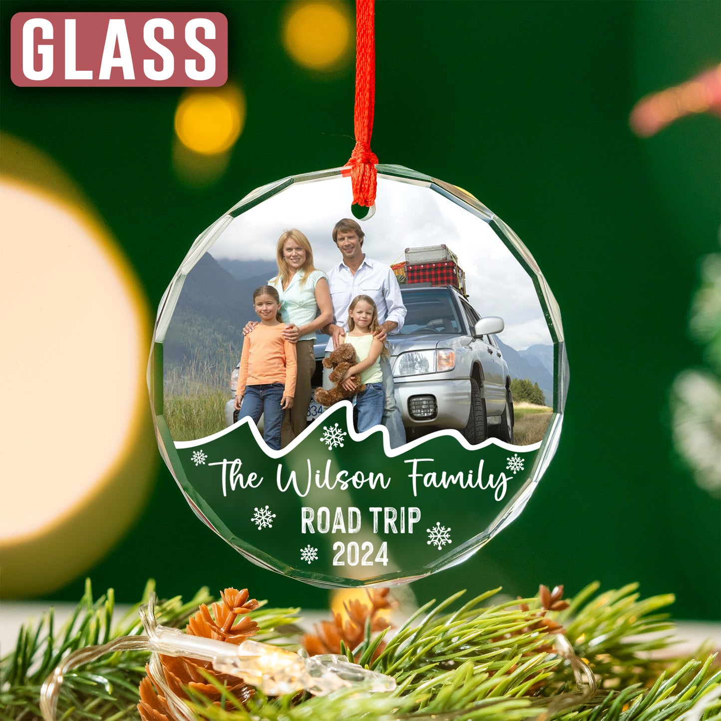 Custom Family Photo Road Trip Ornament