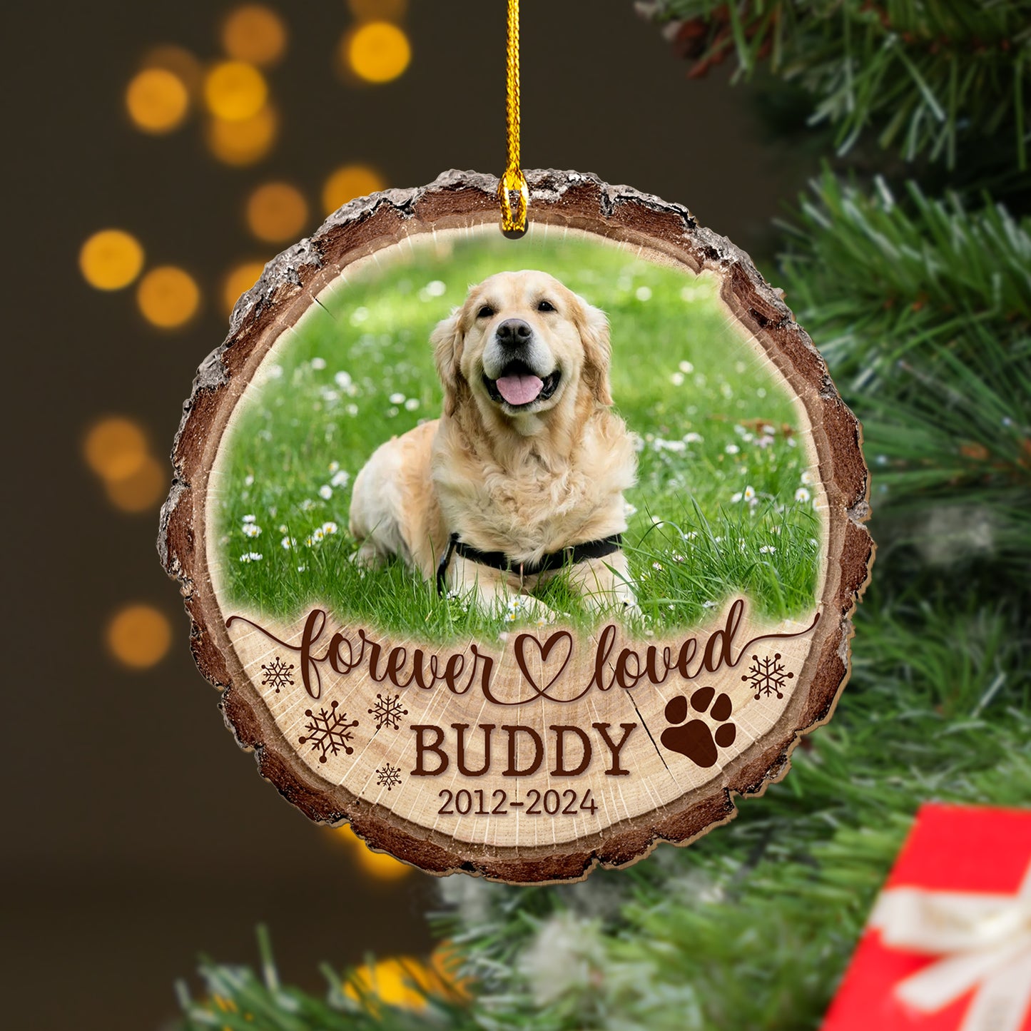 Custom Dog Memorial Wood Ornament