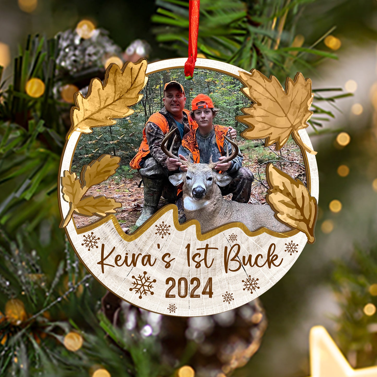 Custom Hunting Photo Wood and Acrylic Ornament