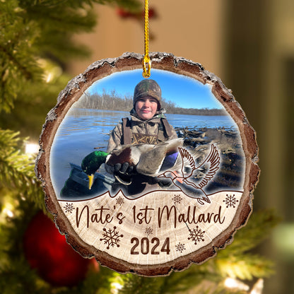 Custom Hunting Mallard Photo Wood Ornament