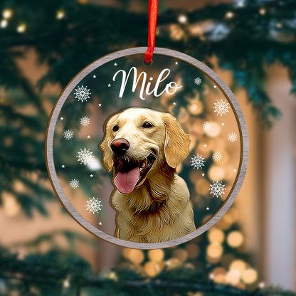 Custom Photo Dog Wood and Acrylic Ornament