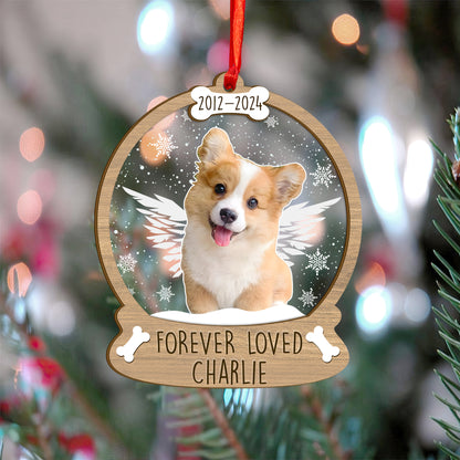 Custom Dog Memorial Photo Wood and Acrylic Ornament