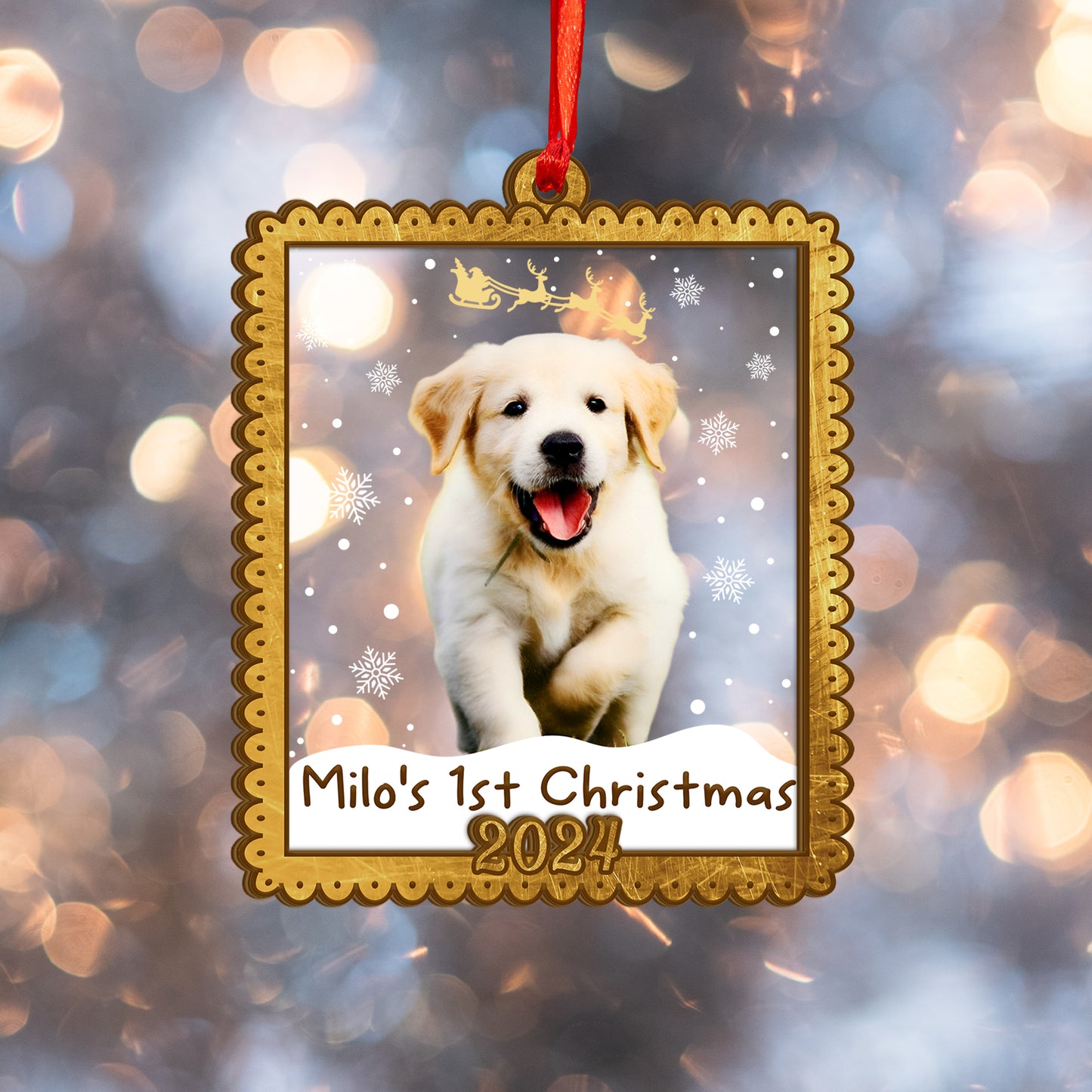 Custom Dog Photo Wood and Acrylic Ornament