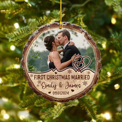 Custom Wedding Photo Wood Ornament