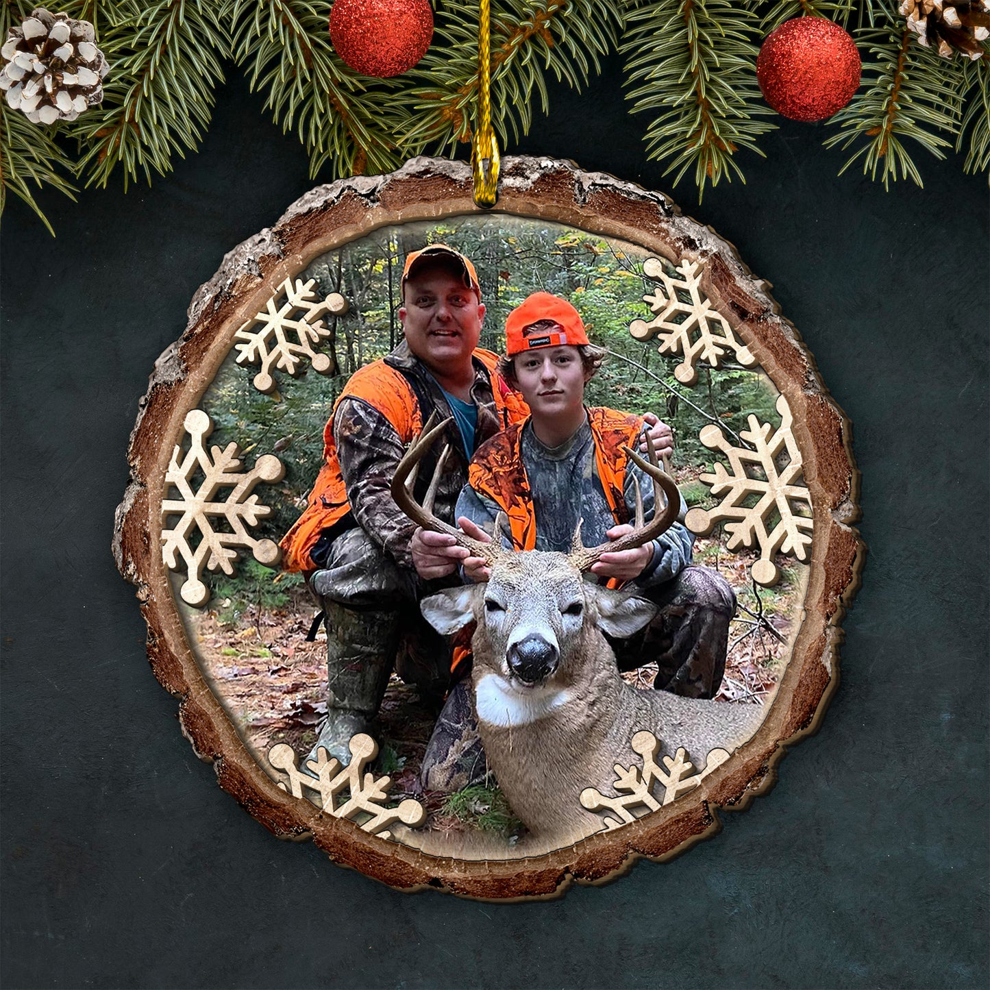 Custom Hunting Photo 2-Layers Wood Ornament